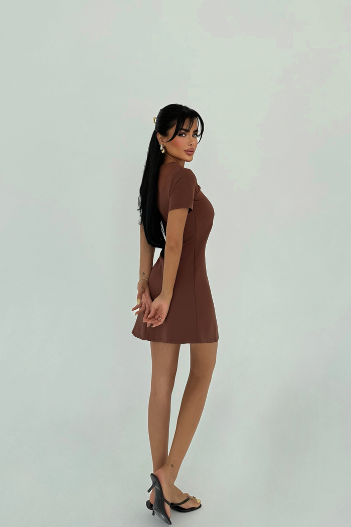 Elegant A-Line Mini Dress With Short Sleeves - Producer: EYYO ATELIER - Wholesale Women Clothes - TheBS Women