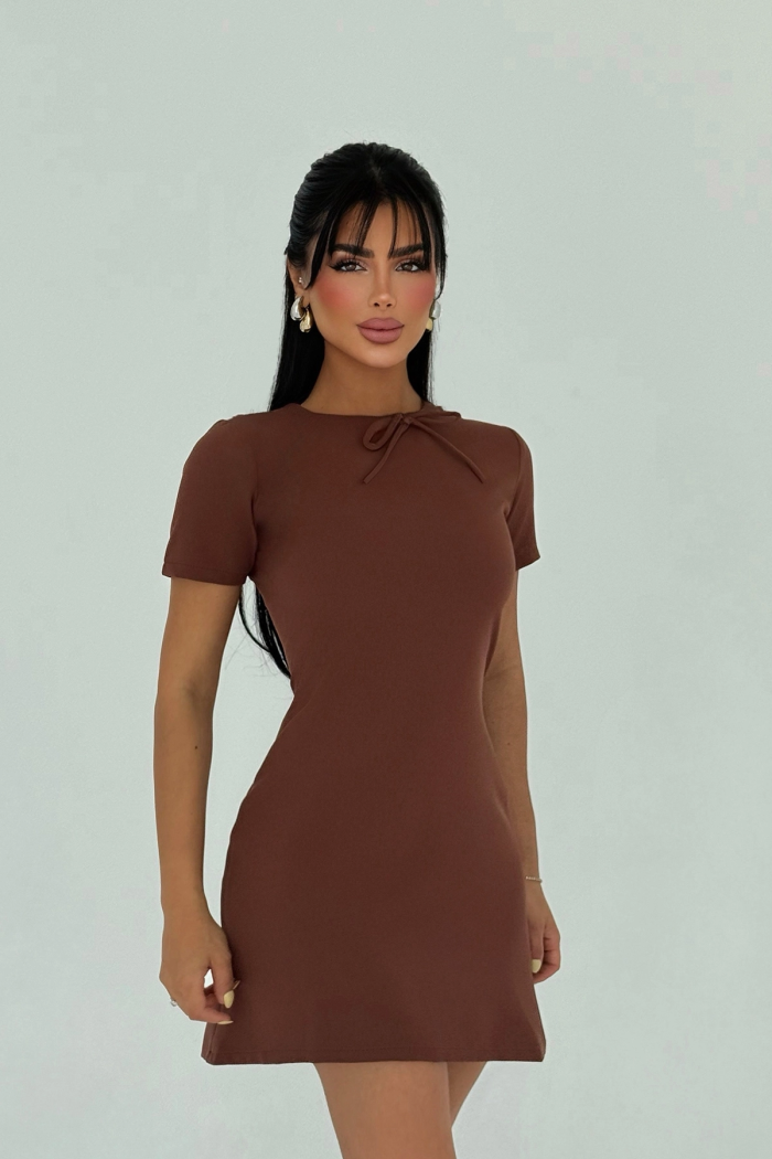 Elegant A-Line Mini Dress With Short Sleeves - Producer: EYYO ATELIER - Wholesale Women Clothes - TheBS Women
