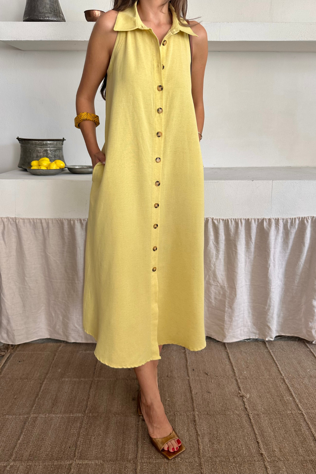 Sleeveless Polo Neck Shift Midi Dress – Brand: Ello – Women & Kids, Baby Clothes Wholesale – TheBS Women