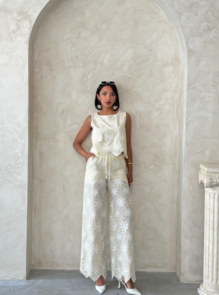 White Floral Palazzo Pants - Producer: Topshow - Wholesale Women Clothes - TheBS Women