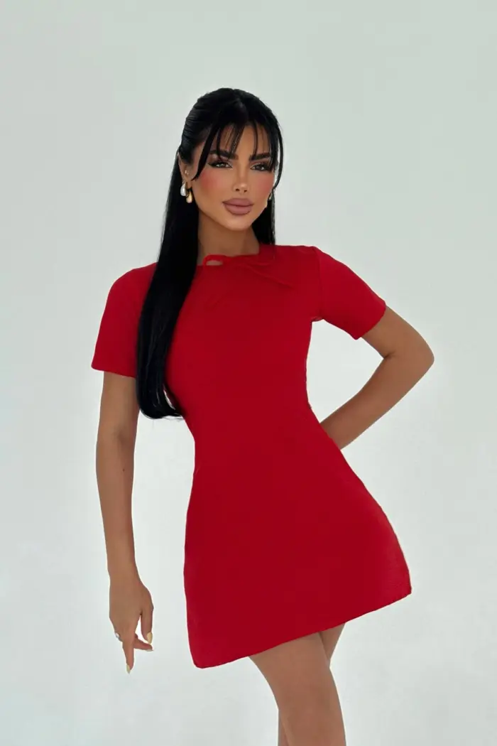 A-Line Mini Dress With Short Sleeves - Producer: EYYO ATELIER - Wholesale Women Clothes - TheBS Women