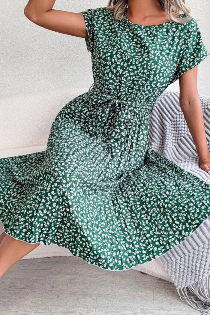 Floral A-Line Dress With Short Sleeves - Producer: My Jest Fashion - Wholesale Women Clothes - TheBS Women