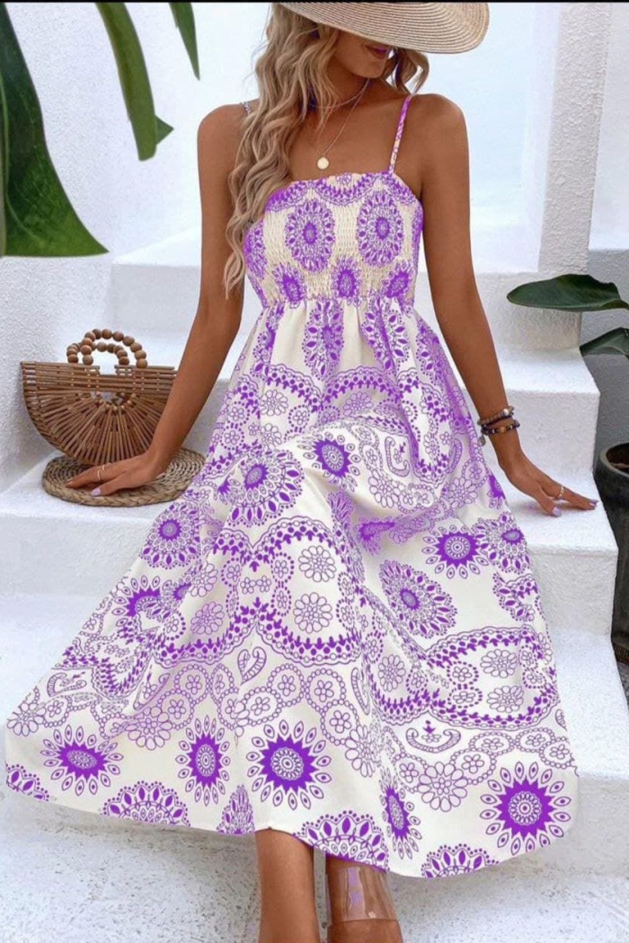 White Boho Slip Dress With Floral Pattern - Producer: My Jest Fashion - Wholesale Women Clothes - TheBS Women