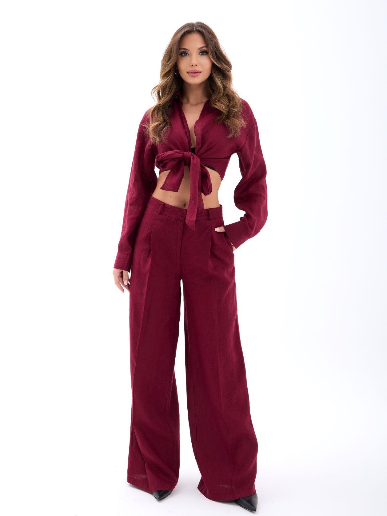 ClaretPalazzo Pants With Wide Leg - Brand: Fame - Women & Kids, Baby Clothes Wholesale - TheBS Women