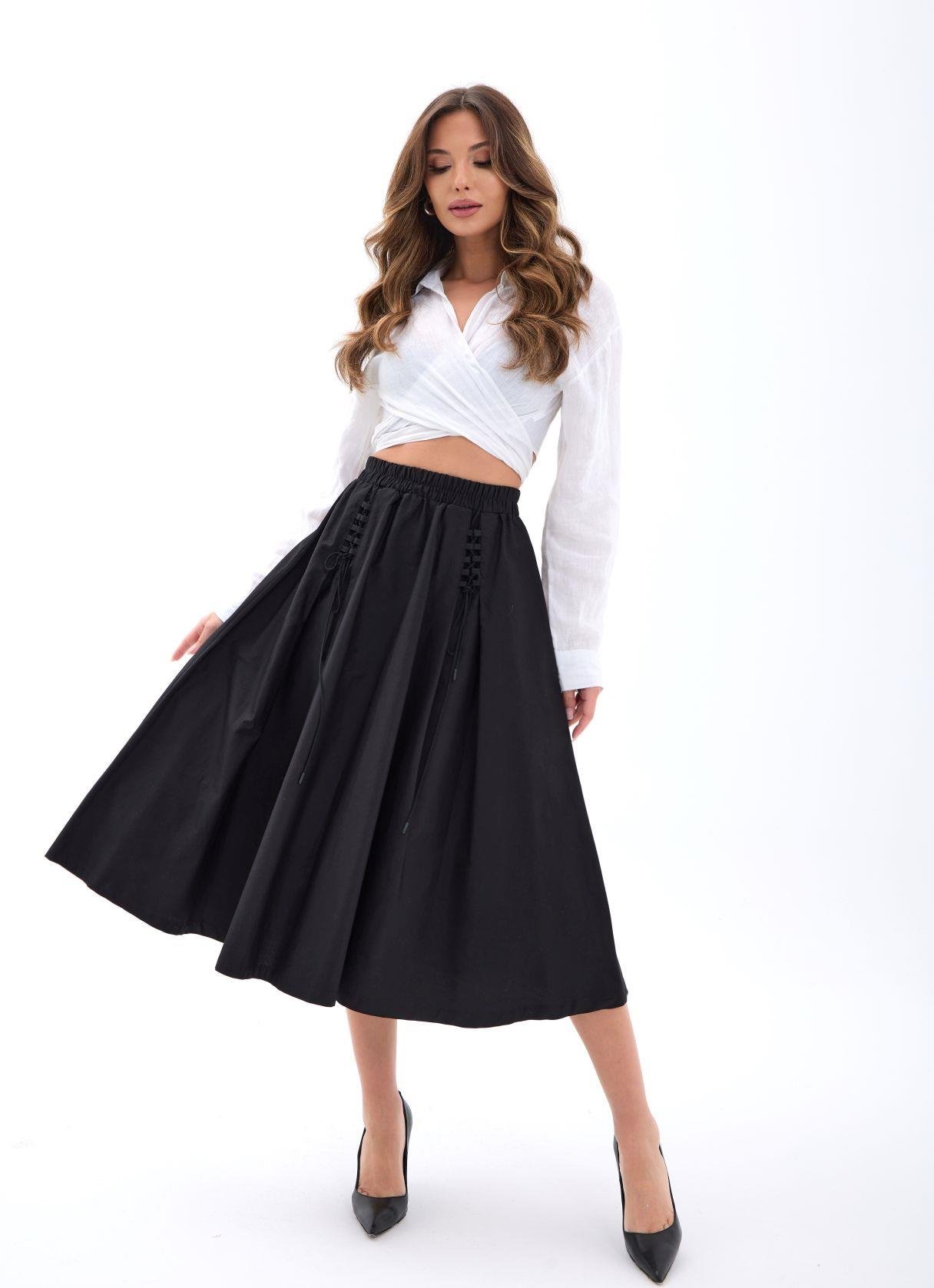 Elegant Casual Midi Flared High Waist Skirt – Brand: Fame – Women & Kids, Baby Clothes Wholesale – TheBS Women