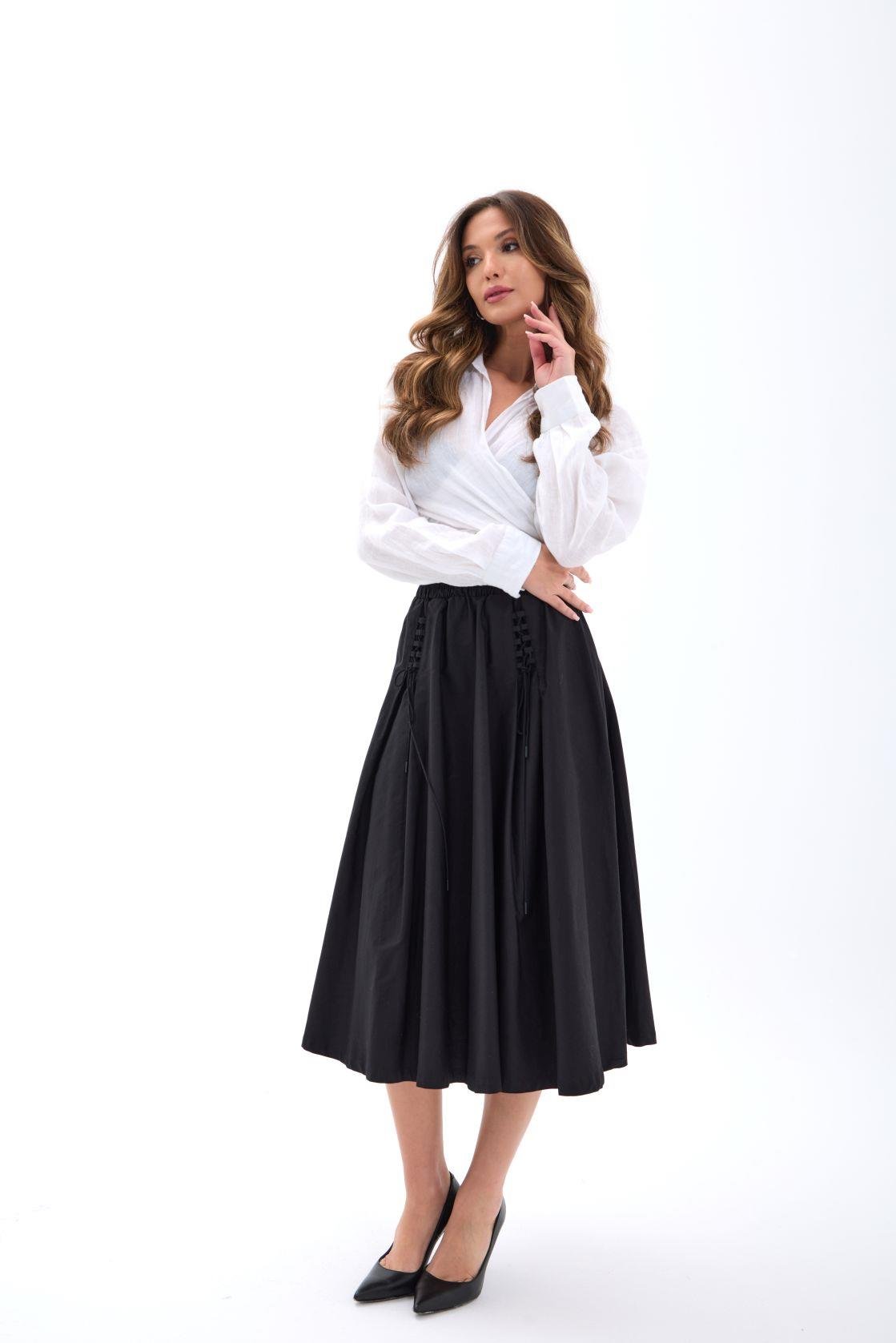 Elegant Casual Midi Flared High Waist Skirt – Brand: Fame – Women & Kids, Baby Clothes Wholesale – TheBS Women