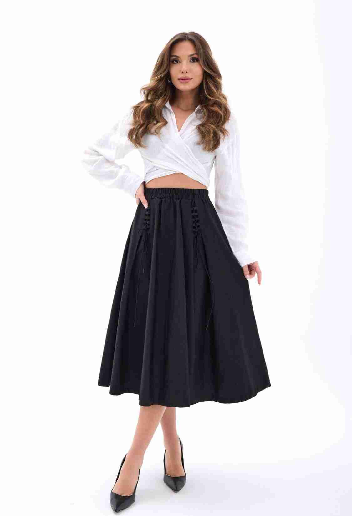 Elegant Casual Midi Flared High Waist Skirt - Brand: Fame - Women & Kids, Baby Clothes Wholesale - TheBS Women