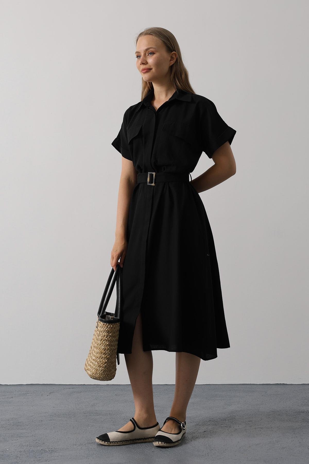 Elegant Casual Shirt Dress With Notched Neck - Brand: Reyon - Women & Kids, Baby Clothes Wholesale - TheBS Women