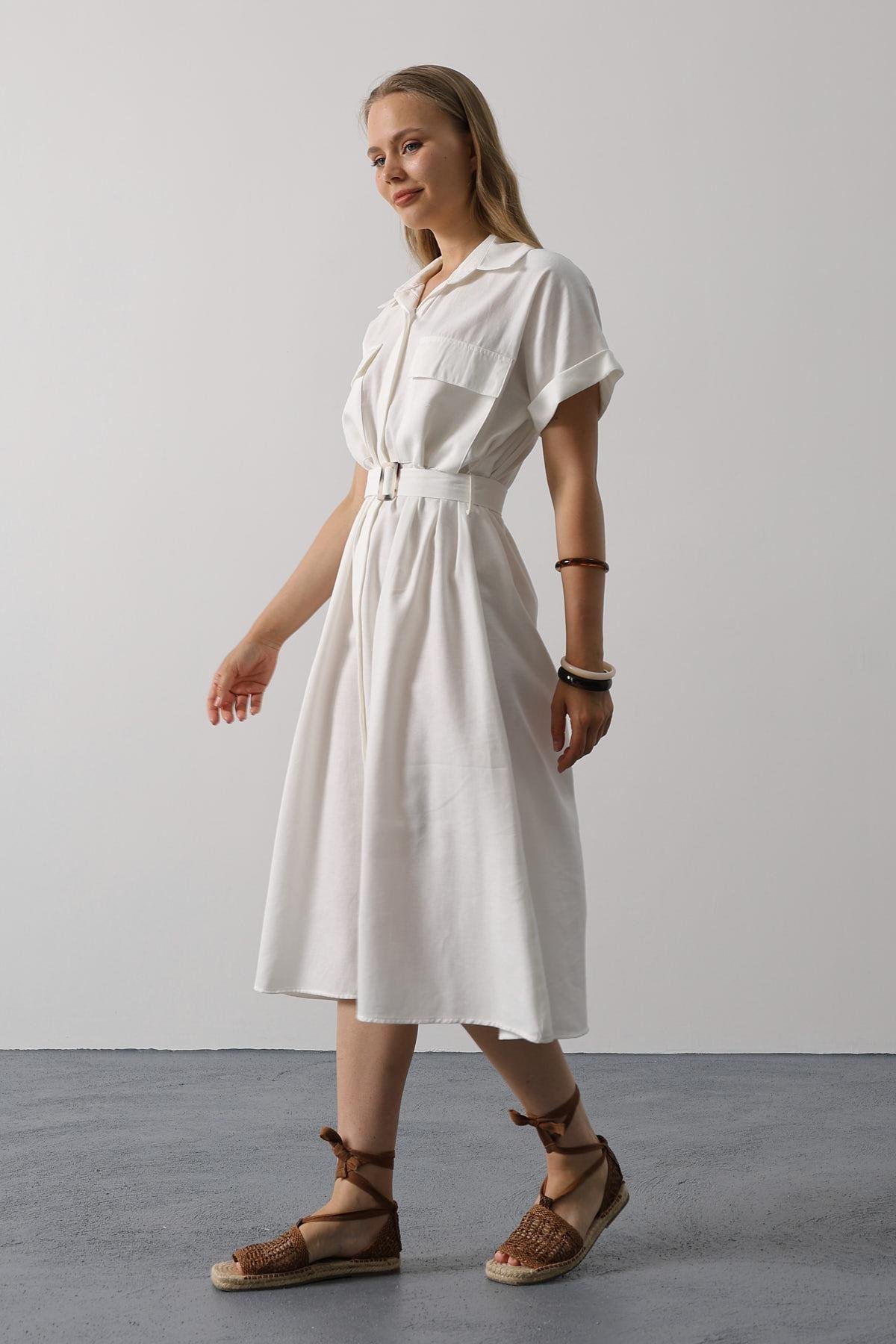 Casual Elegant Midi Shirt Dress - Brand: Reyon - Women & Kids, Baby Clothes Wholesale - TheBS Women