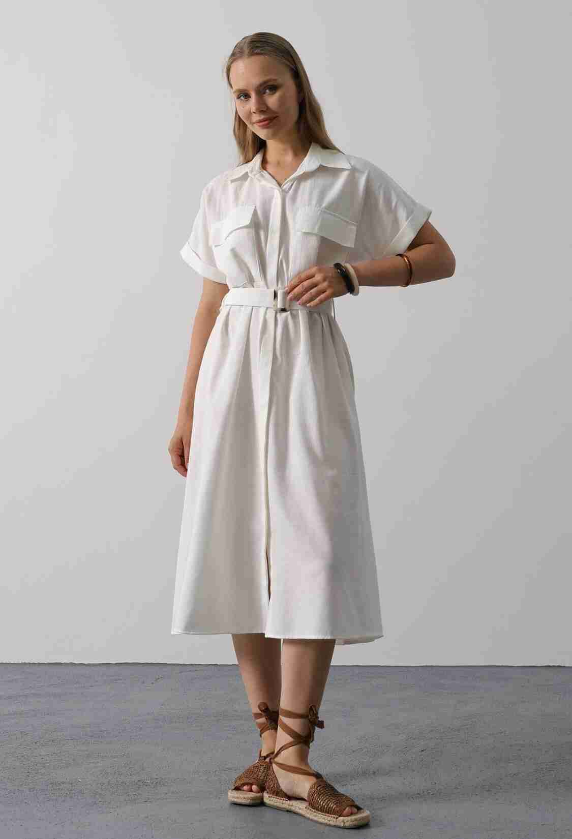 Casual Elegant Midi Shirt Dress - Brand: Reyon - Women & Kids, Baby Clothes Wholesale - TheBS Women
