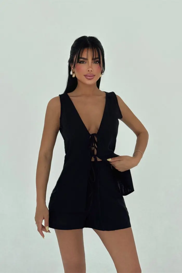 Elegant Slim Fit Pleated Mini Set - Producer: EYYO ATELIER - Wholesale Women Clothes - TheBS Women