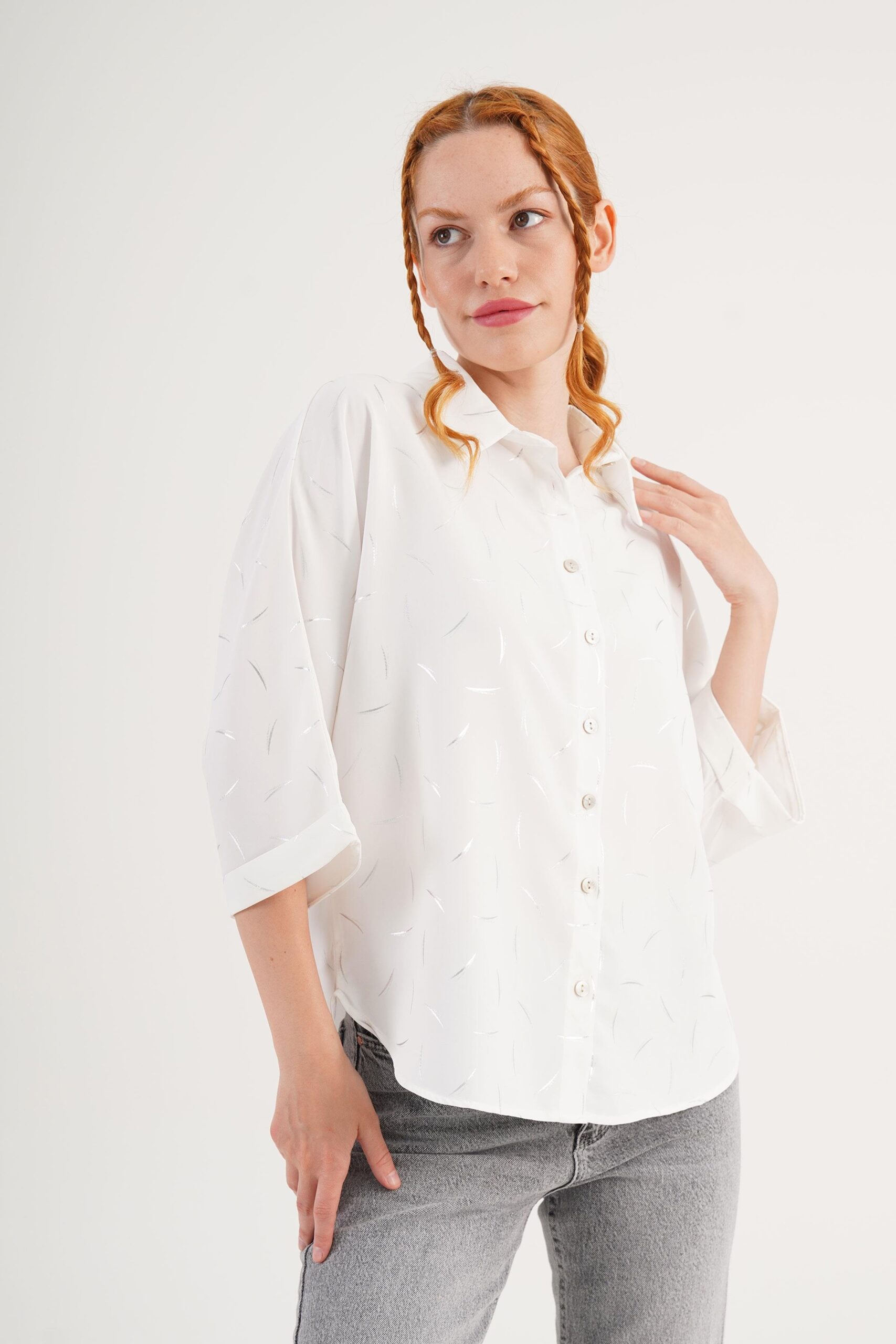 White Casual Elegant Modest Shirt - Brand: Lustrin - Women & Kids, Baby Clothes Wholesale - TheBS Women