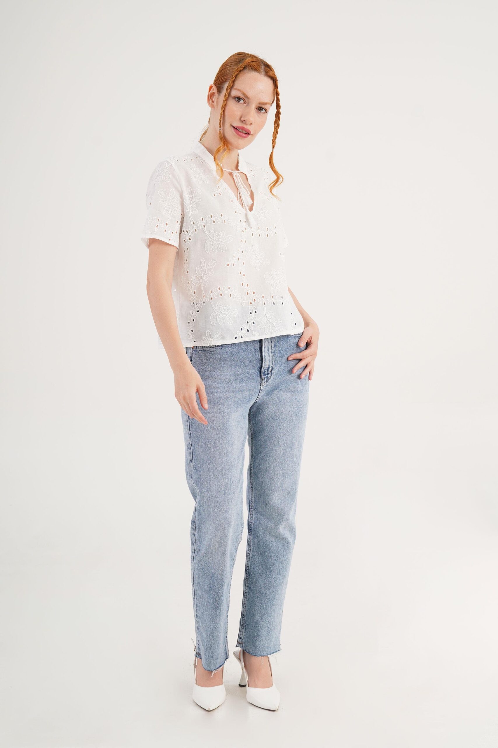 White Floral Casual Boho Blouse - Brand: Lustrin - Women & Kids, Baby Clothes Wholesale - TheBS Women