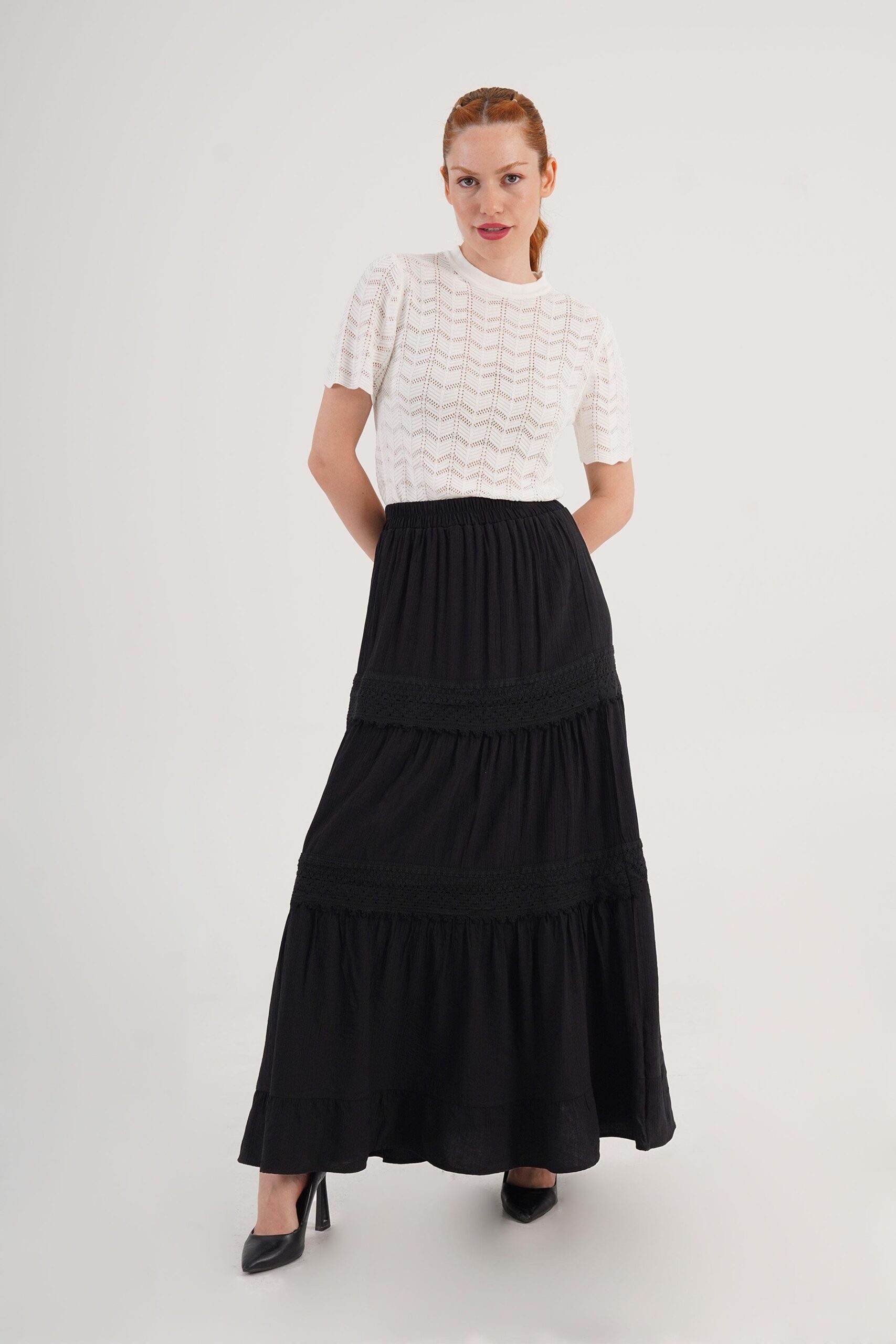 Layered Maxi Skirt High Waist Pull On – Brand: Lustrin – Women & Kids, Baby Clothes Wholesale – TheBS Women