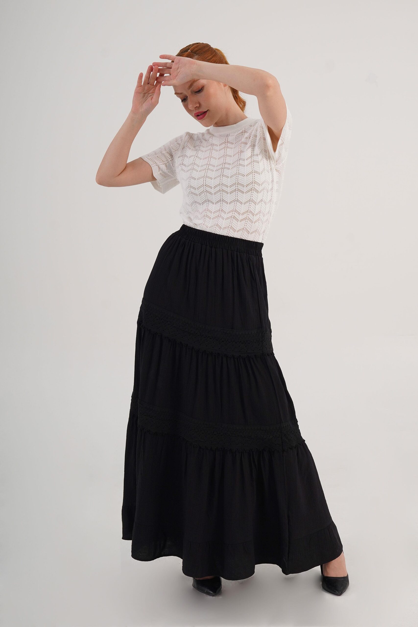 Layered Maxi Skirt High Waist Pull On – Brand: Lustrin – Women & Kids, Baby Clothes Wholesale – TheBS Women