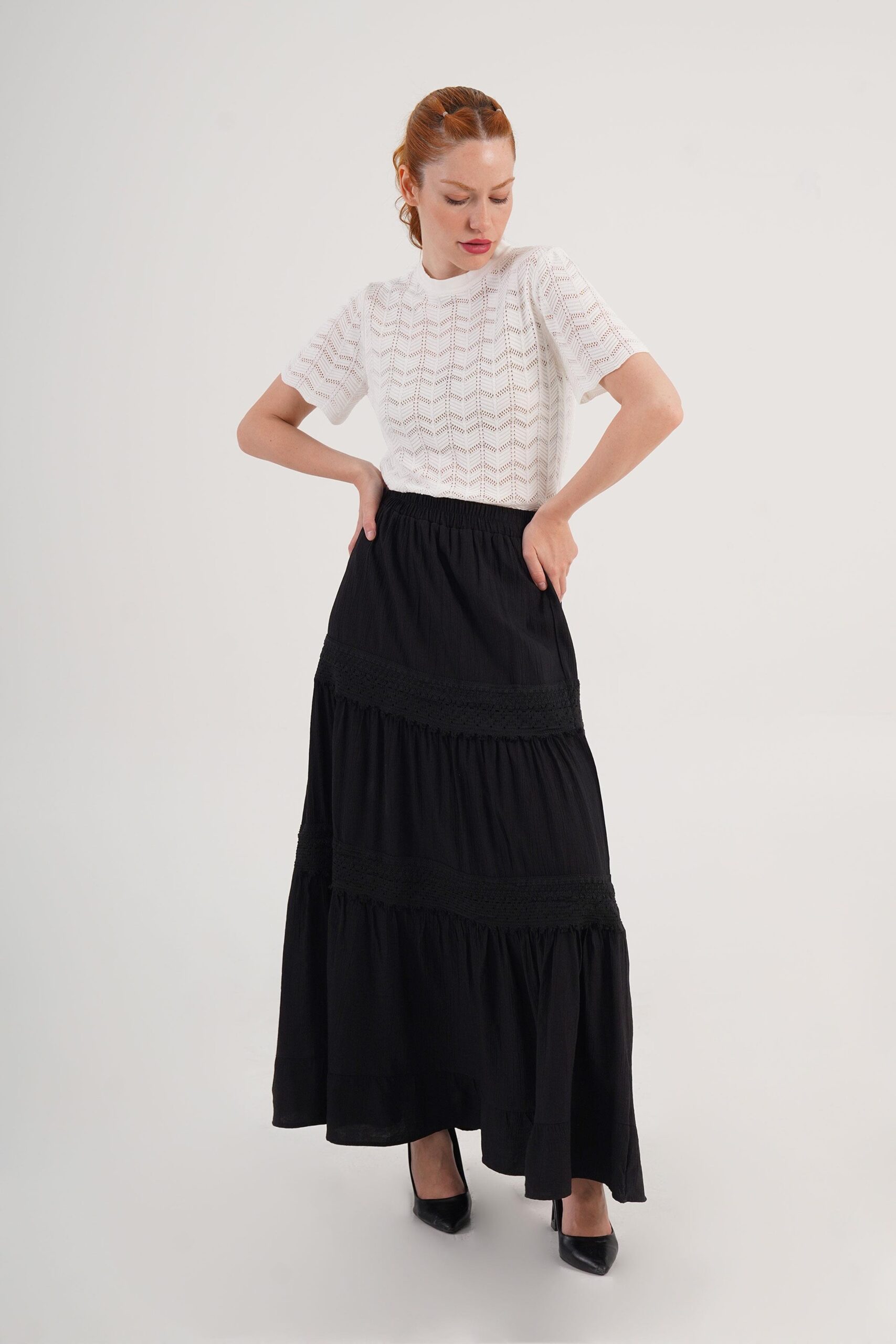 Layered Maxi Skirt High Waist Pull On – Brand: Lustrin – Women & Kids, Baby Clothes Wholesale – TheBS Women