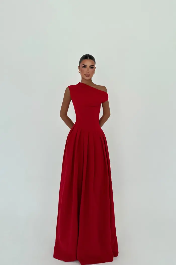 Elegant A-Line Dress With One Shoulder Neck - Producer: EYYO ATELIER - Wholesale Women Clothes - TheBS Women