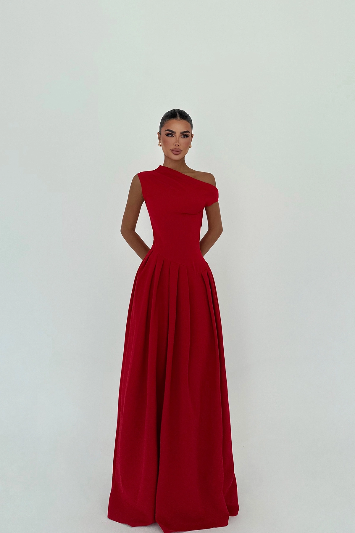 Elegant A-Line Dress With One Shoulder Neck - Producer: EYYO ATELIER - Wholesale Women Clothes - TheBS Women