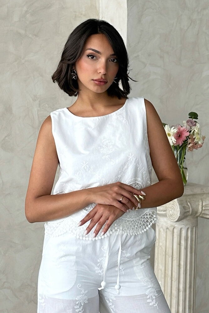 White Elegant Cap Sleeve Blouse - Producer: Topshow - Wholesale Women Clothes - TheBS Women