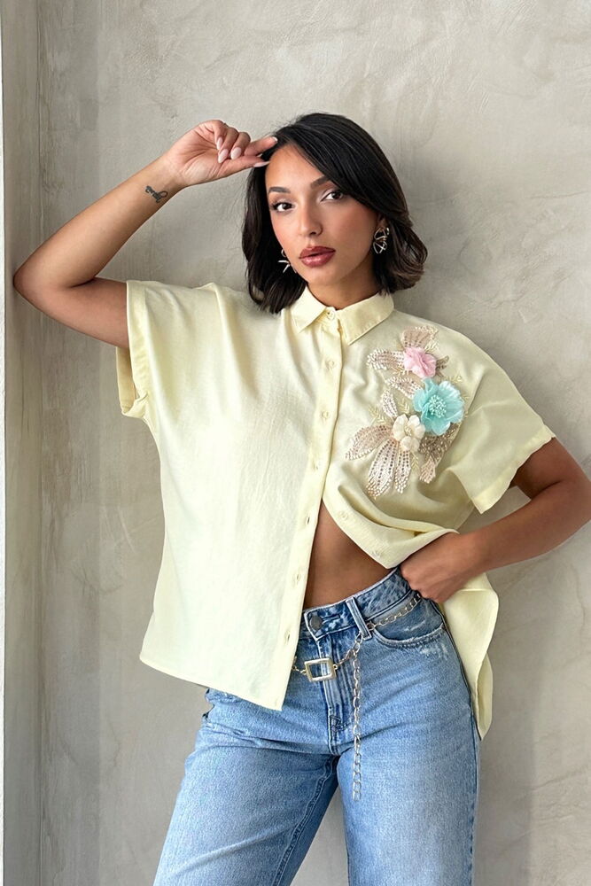 Casual Boho Polo Neck Shirt - Producer: Topshow - Wholesale Women Clothes - TheBS Women
