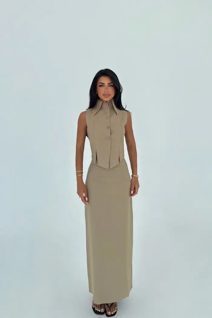 Khaki Elegant Formal Set - Producer: EYYO ATELIER - Wholesale Women Clothes - TheBS Women