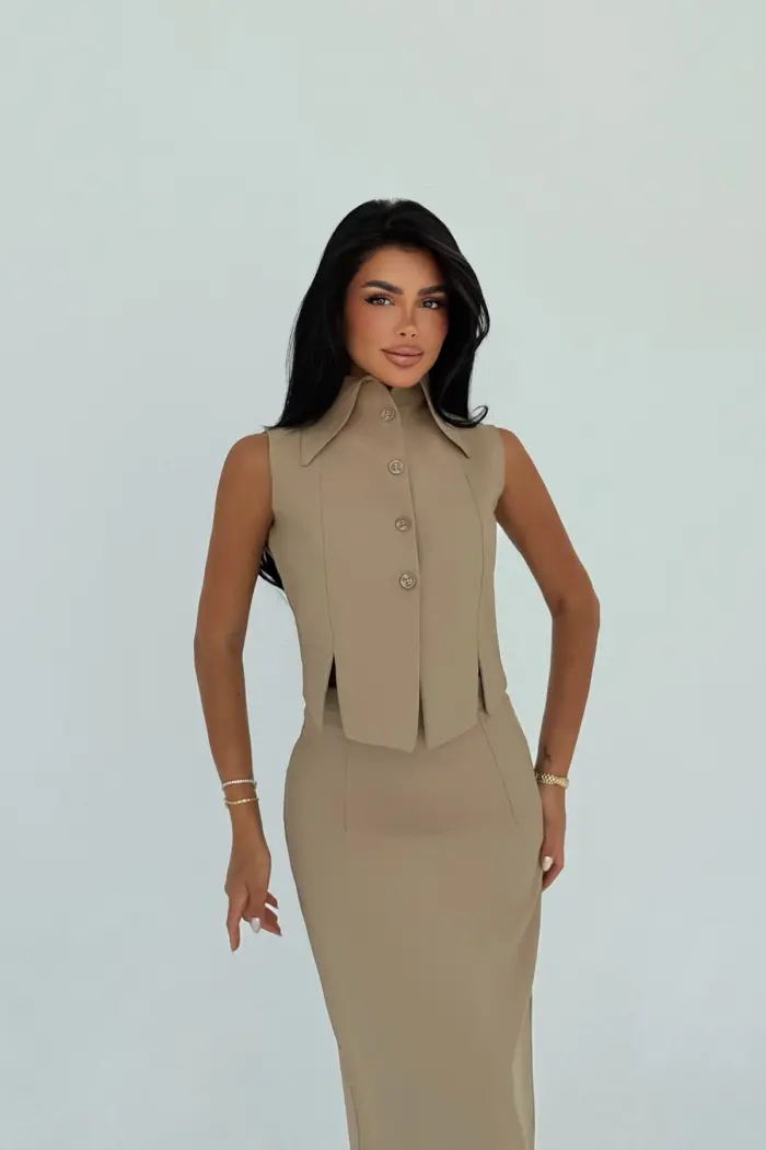 Khaki Elegant Formal Set - Producer: EYYO ATELIER - Wholesale Women Clothes - TheBS Women