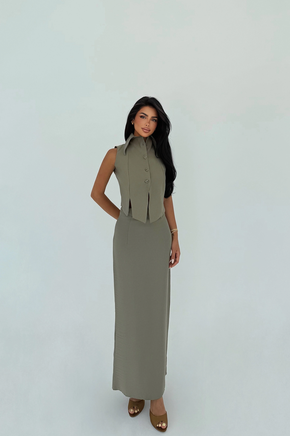 Elegant Fitted Pencil Maxi Skirt Set - Producer: EYYO ATELIER - Wholesale Women Clothes - TheBS Women