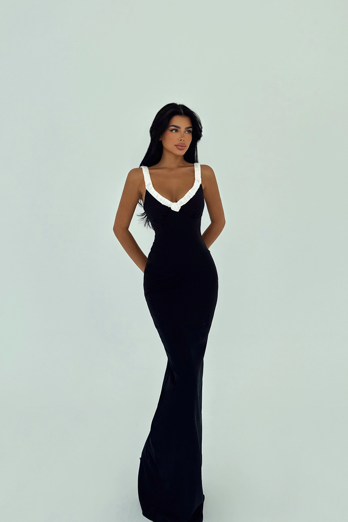 Sexy Elegant Bodycon Floor Length Dress With Cap Sleeve - Producer: EYYO ATELIER - Wholesale Women Clothes - TheBS Women