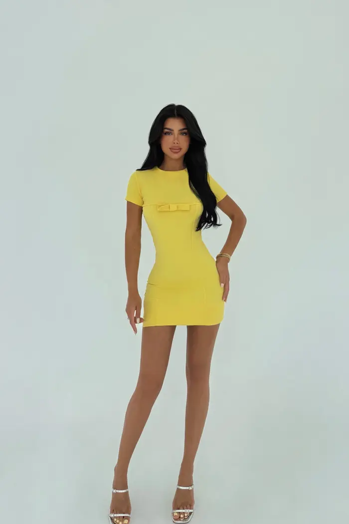 Bodycon Mini Dress With Short Sleeves - Producer: EYYO ATELIER - Wholesale Women Clothes - TheBS Women