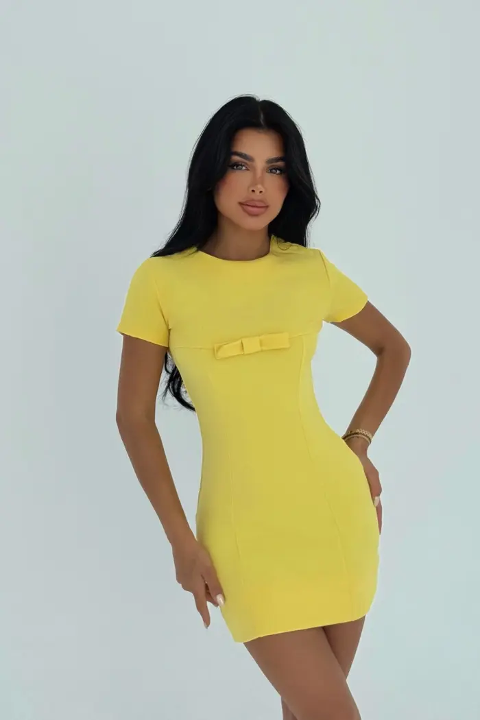 Bodycon Mini Dress With Short Sleeves - Producer: EYYO ATELIER - Wholesale Women Clothes - TheBS Women