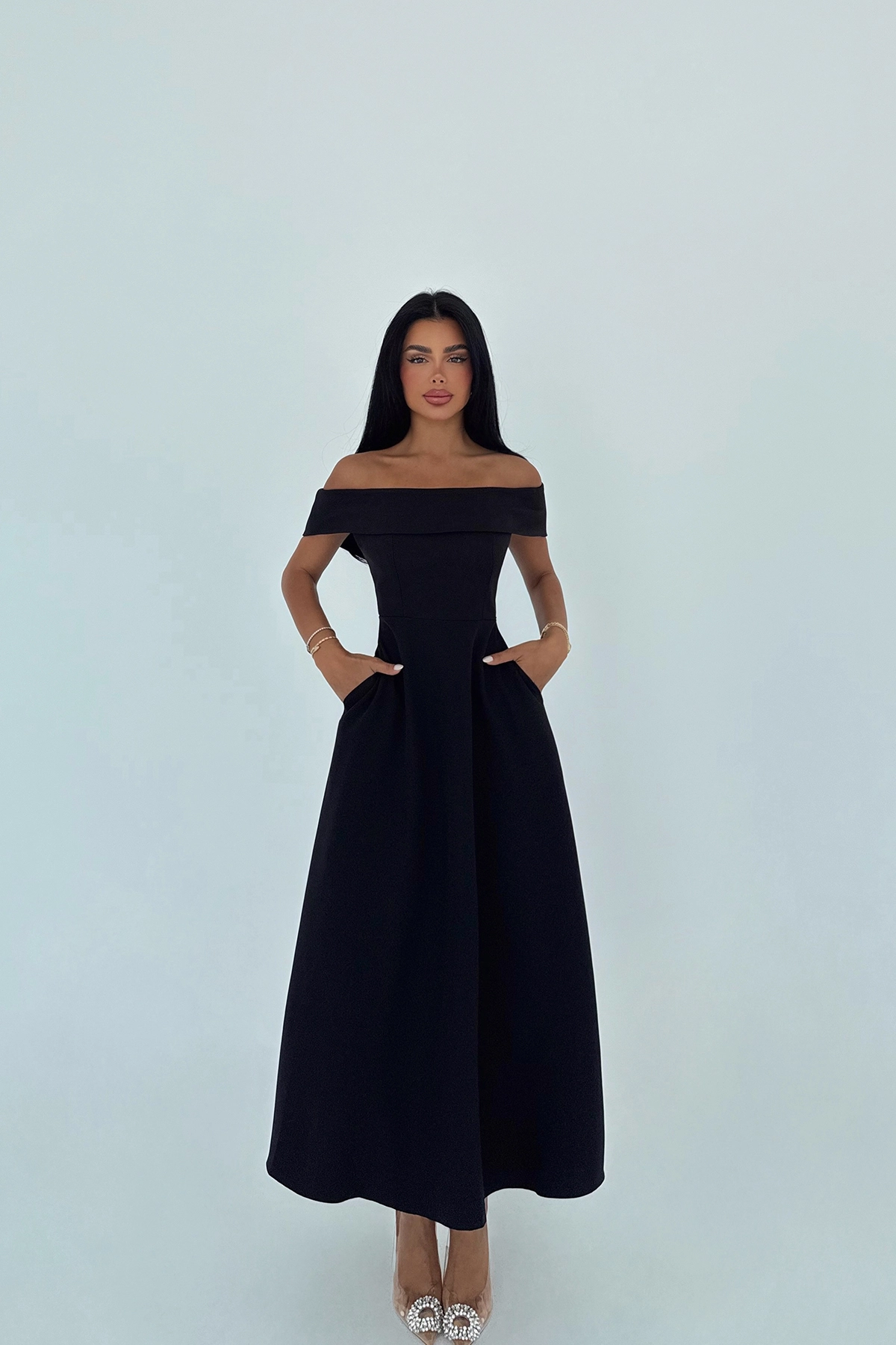 ElegantA-Line Dress Off Shoulder Neck - Producer: EYYO ATELIER - Wholesale Women Clothes - TheBS Women