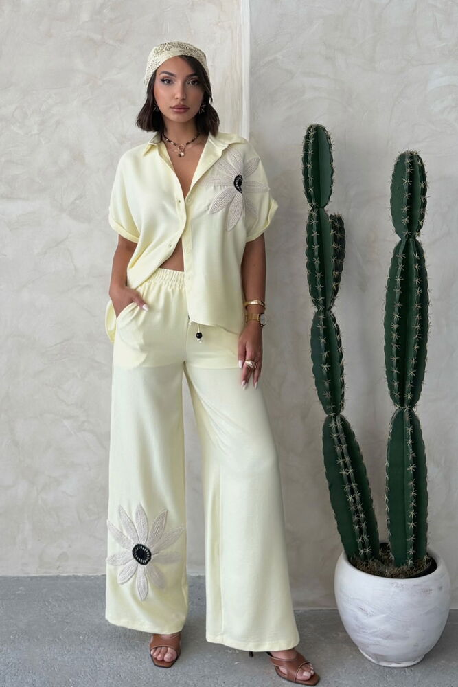 Beige Palazzo Pants With Wide Leg And Drawstring - Producer: Topshow - Wholesale Women Clothes - TheBS Women