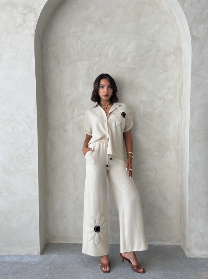 Beige Palazzo Pants With Drawstring Closure - Producer: Topshow - Wholesale Women Clothes - TheBS Women