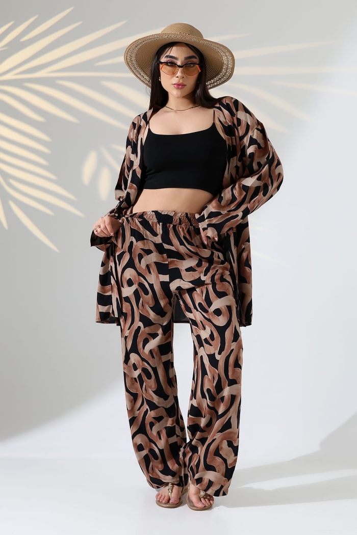 Black Kimono With Oversized Fit And Brush Stroke Pattern - Producer: My Jest Fashion - Wholesale Women Clothes - TheBS Women