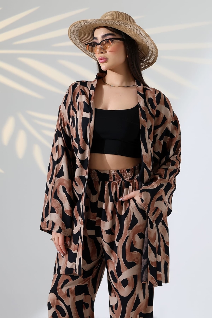 Black Kimono With Oversized Fit And Brush Stroke Pattern - Producer: My Jest Fashion - Wholesale Women Clothes - TheBS Women