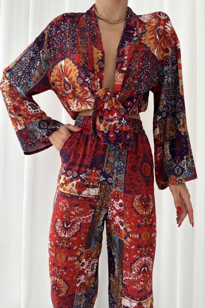 Boho Tie Closure Patchwork Set - Producer: My Jest Fashion - Wholesale Women Clothes - TheBS Women