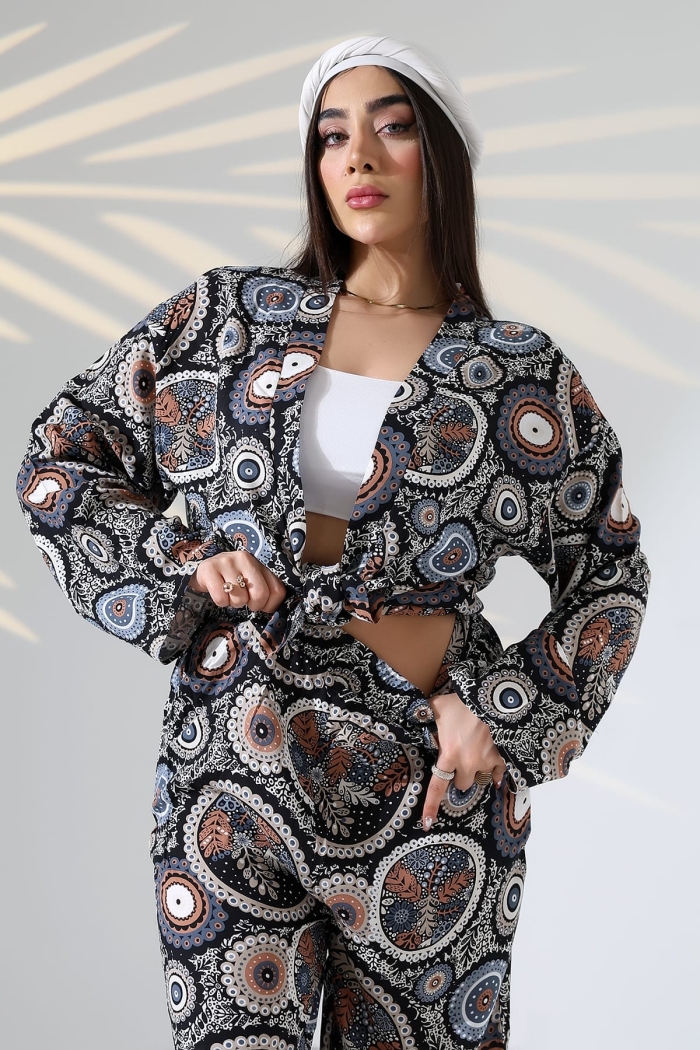 Black Boho Kimono With Paisley Print - Producer: My Jest Fashion - Wholesale Women Clothes - TheBS Women