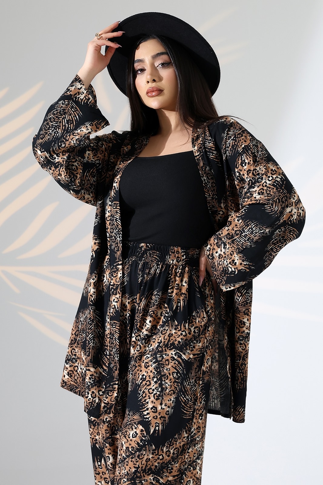 Black Kimono With Animal Print For Elegant Casual Wear - Producer: My Jest Fashion - Wholesale Women Clothes - TheBS Women