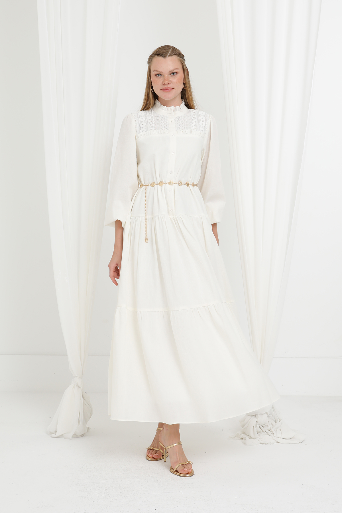White Elegant Modest Formal Dress - Brand: Puane - Women & Kids, Baby Clothes Wholesale - TheBS Women