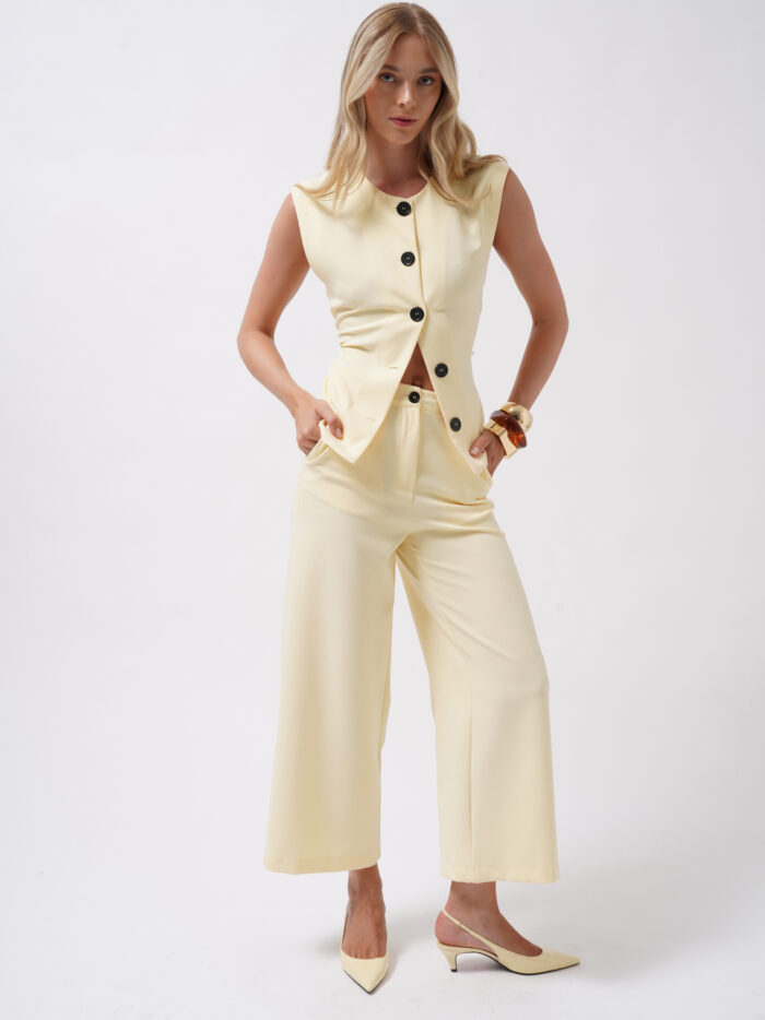 Beige Wide Leg Culottes Pants - Producer: Black Fashion - Wholesale Women Clothes - TheBS Women