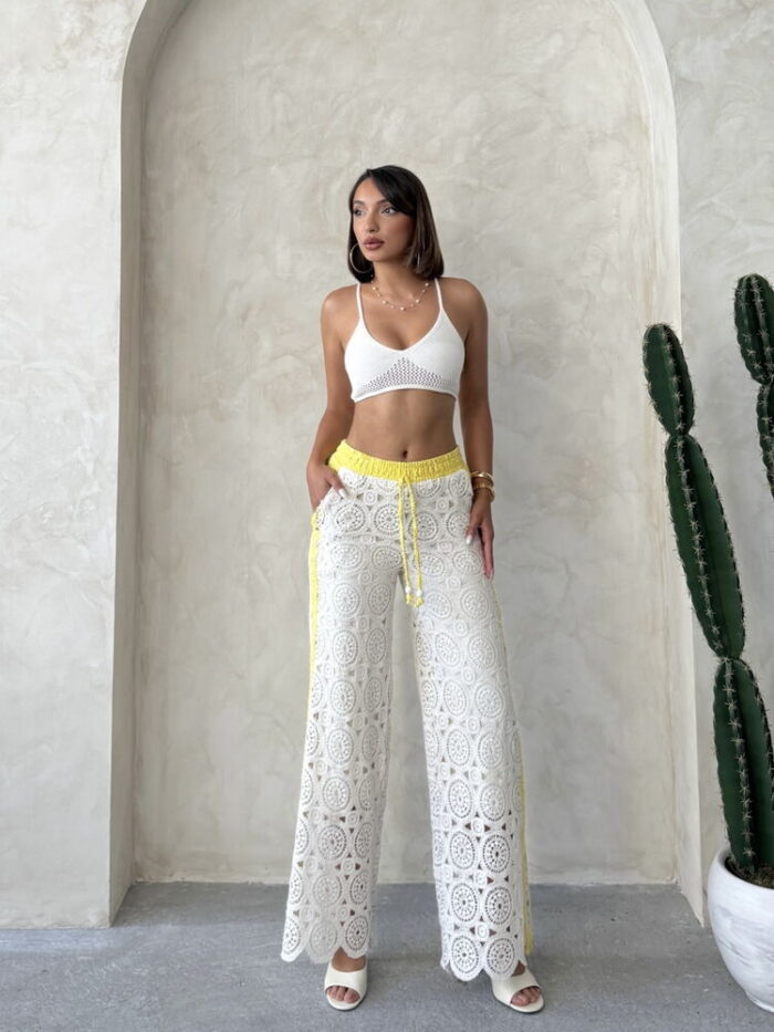 White Palazzo Pants High Waist Wide Leg - Producer: Topshow - Wholesale Women Clothes - TheBS Women