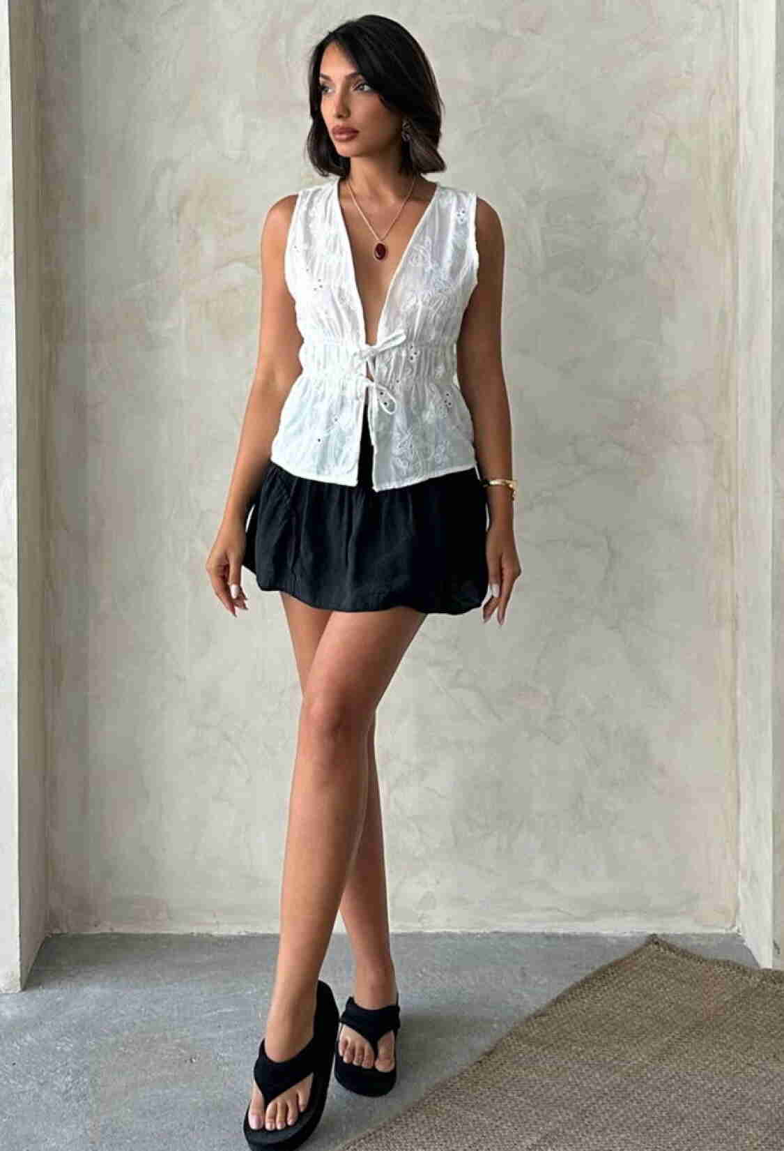 White Casual Sleeveless Tie Shirt With Cap Sleeves - Brand: Topshow - Women & Kids, Baby Clothes Wholesale - TheBS Women