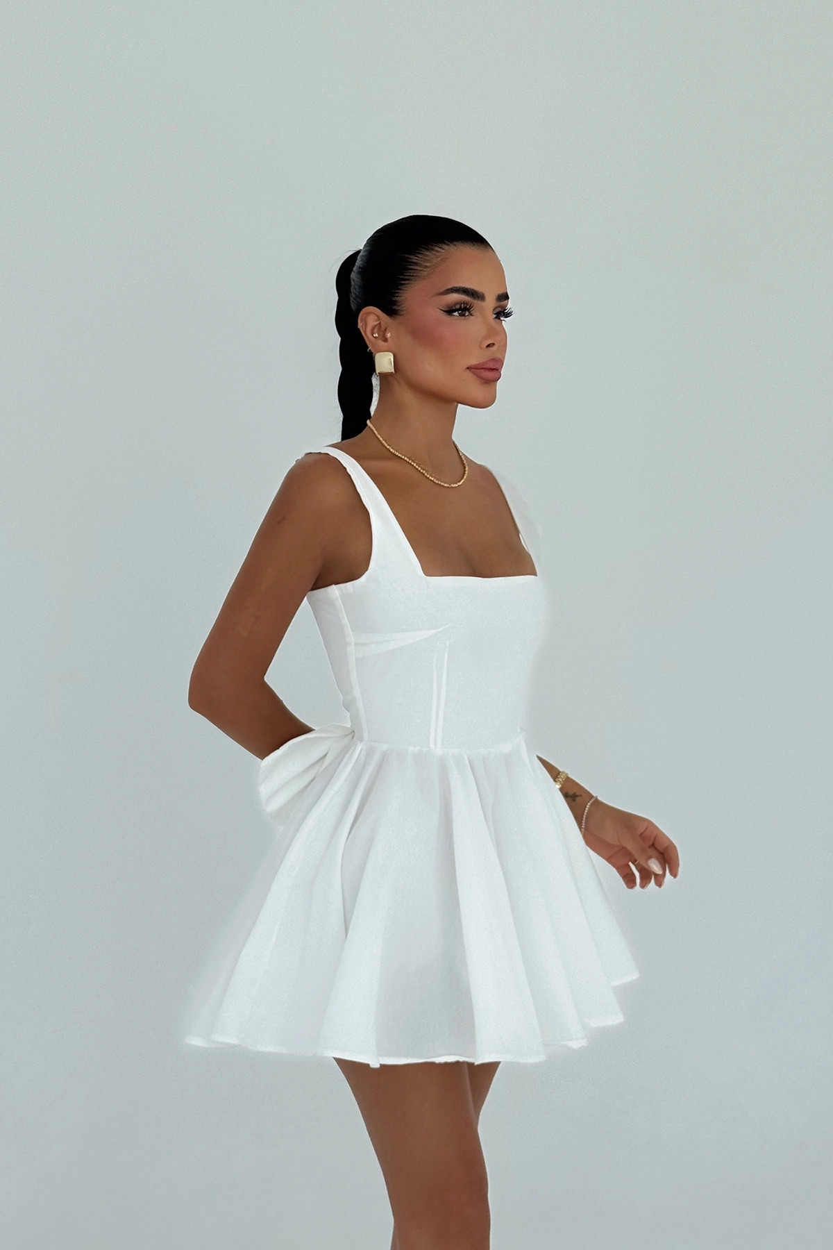 Sexy Babydoll Mini Dress With Square Neck - Producer: EYYO ATELIER - Wholesale Women Clothes - TheBS Women