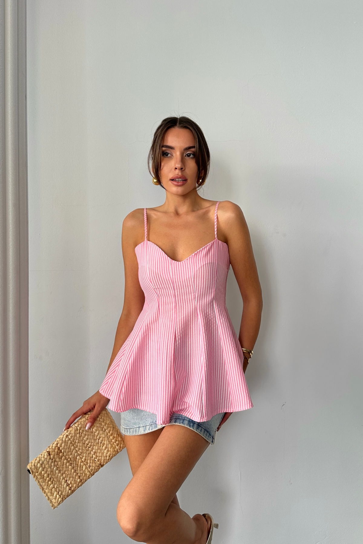 Striped Sleeveless Fitted Blouse With Sweetheart Neck - Brand: Ello - Women & Kids, Baby Clothes Wholesale - TheBS Women