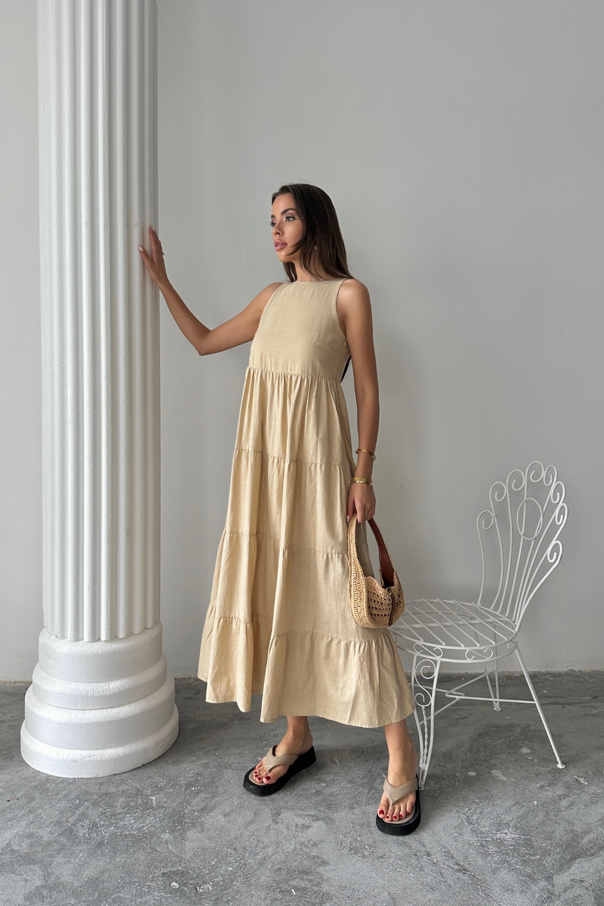 A-Line Maxi Dress With Boat Neck And Cap Sleeves - Brand: Ello - Women & Kids, Baby Clothes Wholesale - TheBS Women