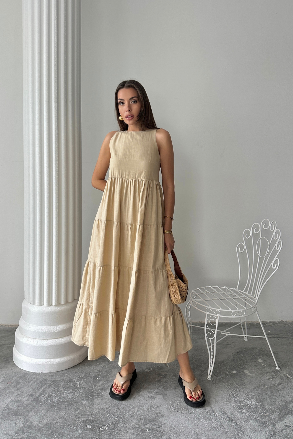 A-Line Maxi Dress With Boat Neck And Cap Sleeves – Brand: Ello – Women & Kids, Baby Clothes Wholesale – TheBS Women