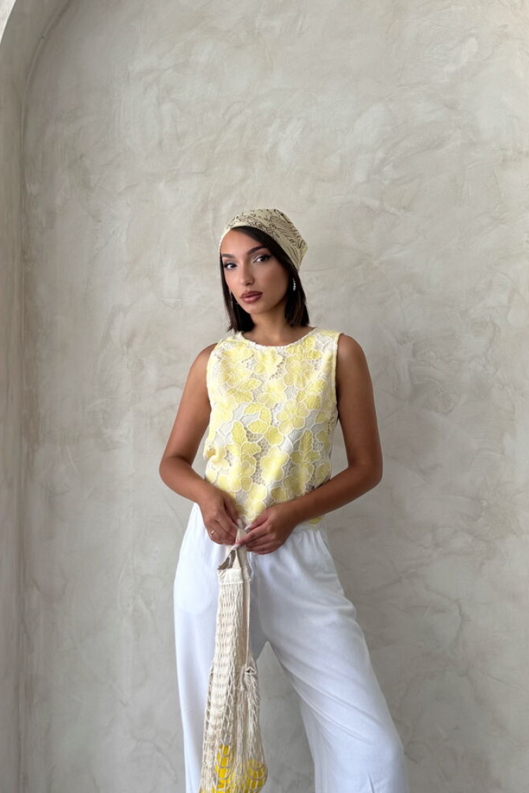Floral Sleeveless Cap Sleeve Blouse - Producer: Topshow - Wholesale Women Clothes - TheBS Women