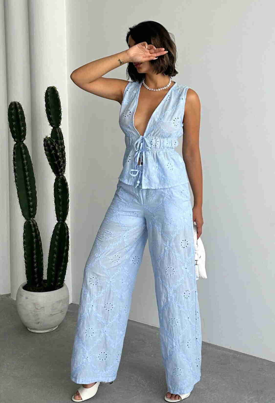 Palazzo Pants With Wide Leg And Drawstring - Brand: Topshow - Women & Kids, Baby Clothes Wholesale - TheBS Women
