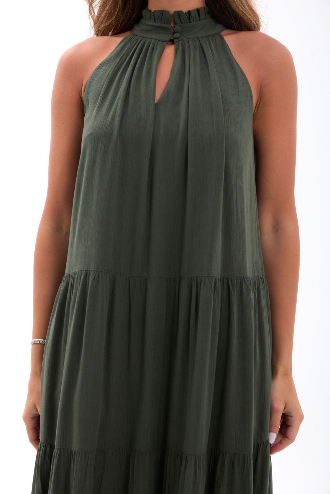 Green A-Line Sleeveless High Neck Midi Dress – Brand: Fame – Women & Kids, Baby Clothes Wholesale – TheBS Women