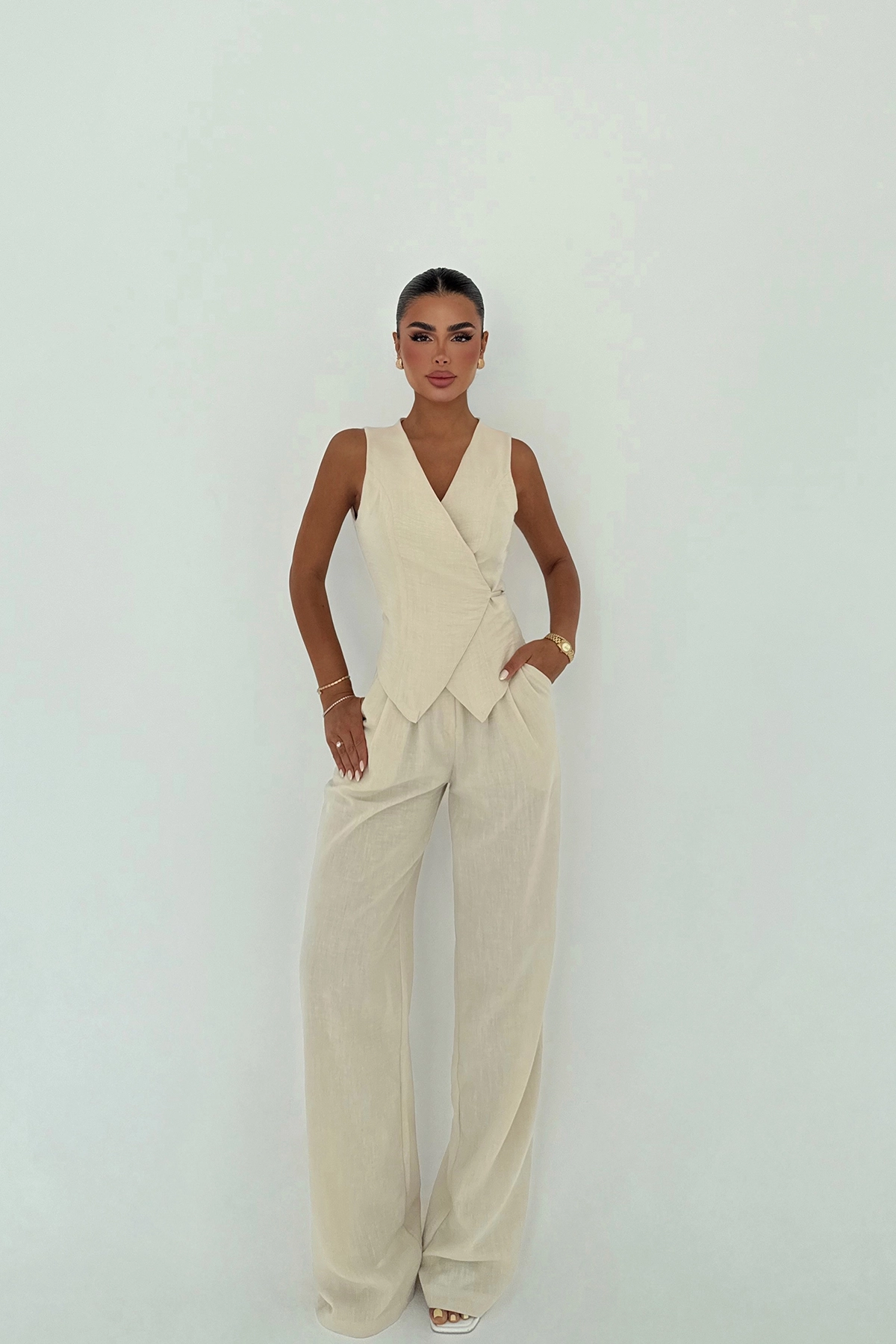Elegant Beige Suit For Work And Evening - Producer: EYYO ATELIER - Wholesale Women Clothes - TheBS Women